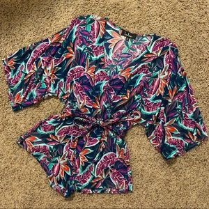 LuLu’s Tropical Print Cross Front Romper - XS